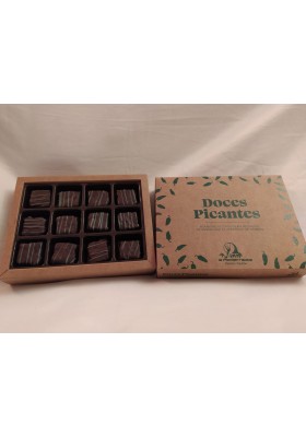 box with ten chocolates with hot pepper jam